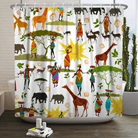 cartoon wild animals zoo shower curtains bathroom bathtub decoration waterproof bath curtain home decor with hooks