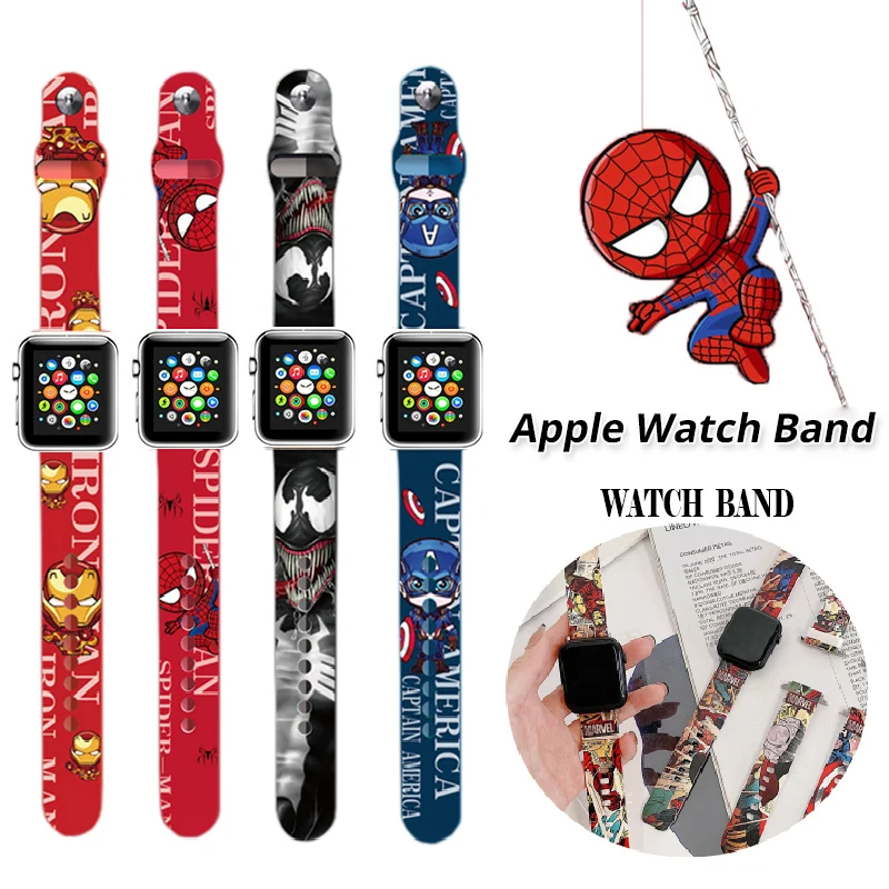

Disney Spider man Apple Watch Band 44mm 45mm 42mm 40mm 38mm 41mm Bracelet Cute Silicone Strap iWatch apple watch 6 5 3 SE 7