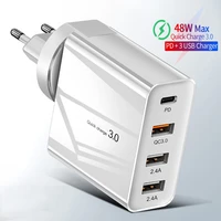 48w 4 ports foldable usb charger quick charge for iphone samsung huawei xiaomi qc 3 0 2 0 fast charge pd charger eu us uk plug
