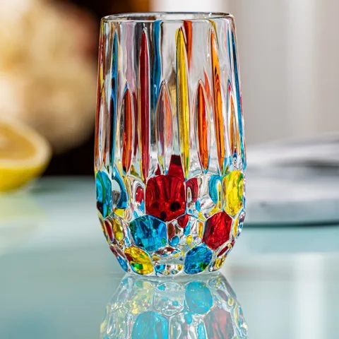 Новый итальянский ручной хрустальный контрастный цветной стеклянный стакан для коктейлей, стаканы для воды, стаканы для виски, стаканы для вина