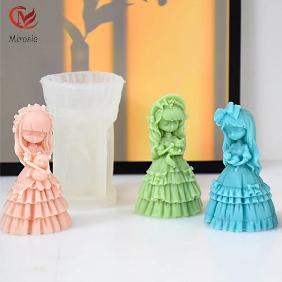 

Mirosie Beautiful Girl Doll Silicone Mold DIY Candle Aromatherapy Plaster Mousse Cake Dessert Ice Cream Baking Mold Candle Mold