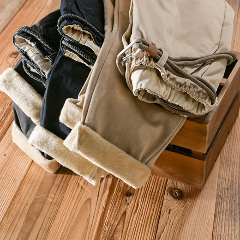 Зимние новые бархатные брюки-карго для мужчин одежда из хлопка толстые сохраняют