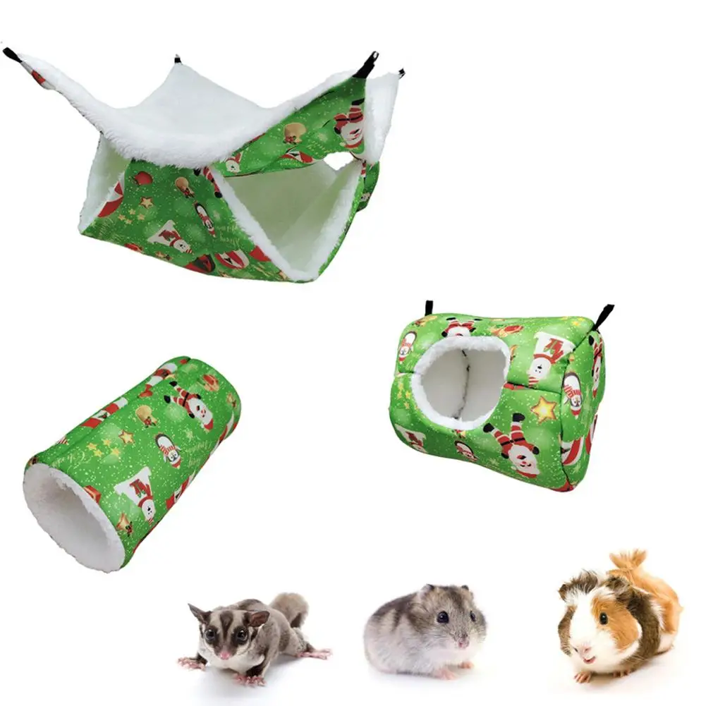 

1 Set Pet Christmas Hammock Winter Warm Tunnel Hanging Cotton Nest Pet Supplies For Hamster Squirrel Guinea Pig Dropshipping