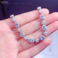 new 925 silver inlaid natural aquamarine womens bracelet fine craftsmanship light luxury jewelry can be customized