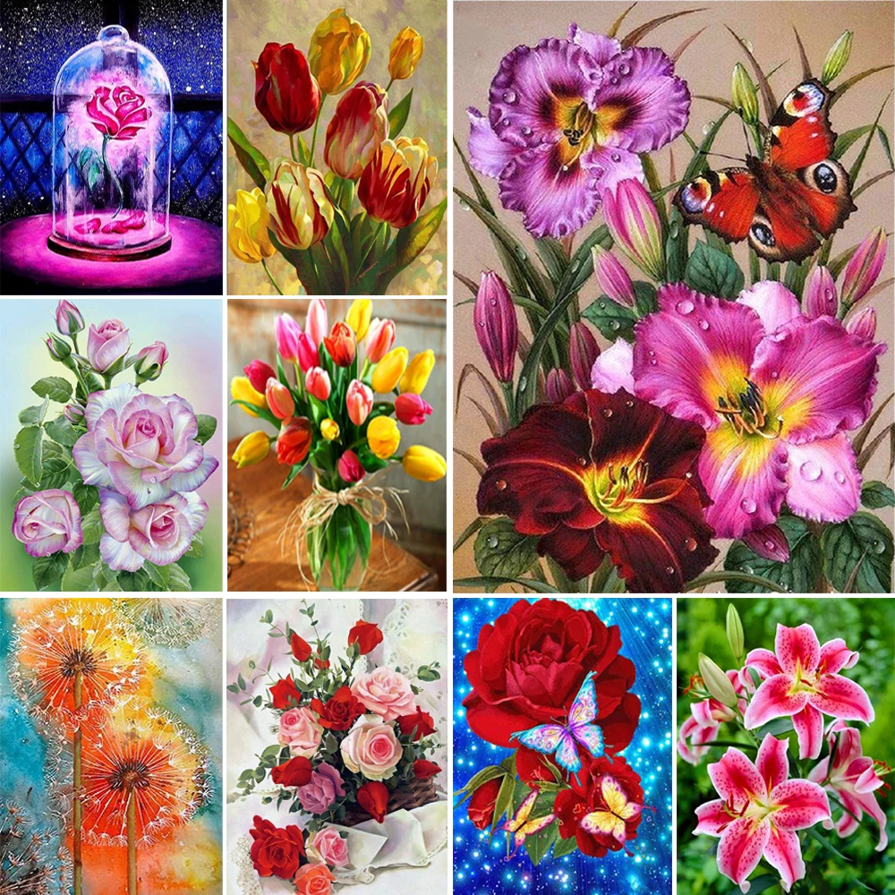 AB Diamond Painting Flowers Vase 5D DIY Cross Stitch Kit Full Drill Diamond Embroidery Mosaic Art Picture Of Rhinestones Decor