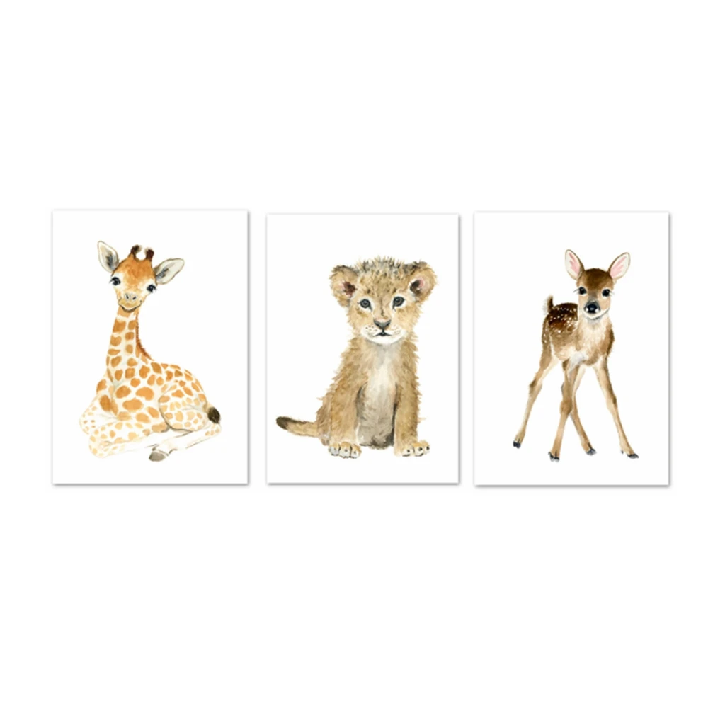 Милый аниме-плакат с животными для декора гостиной эстетическое минималистское