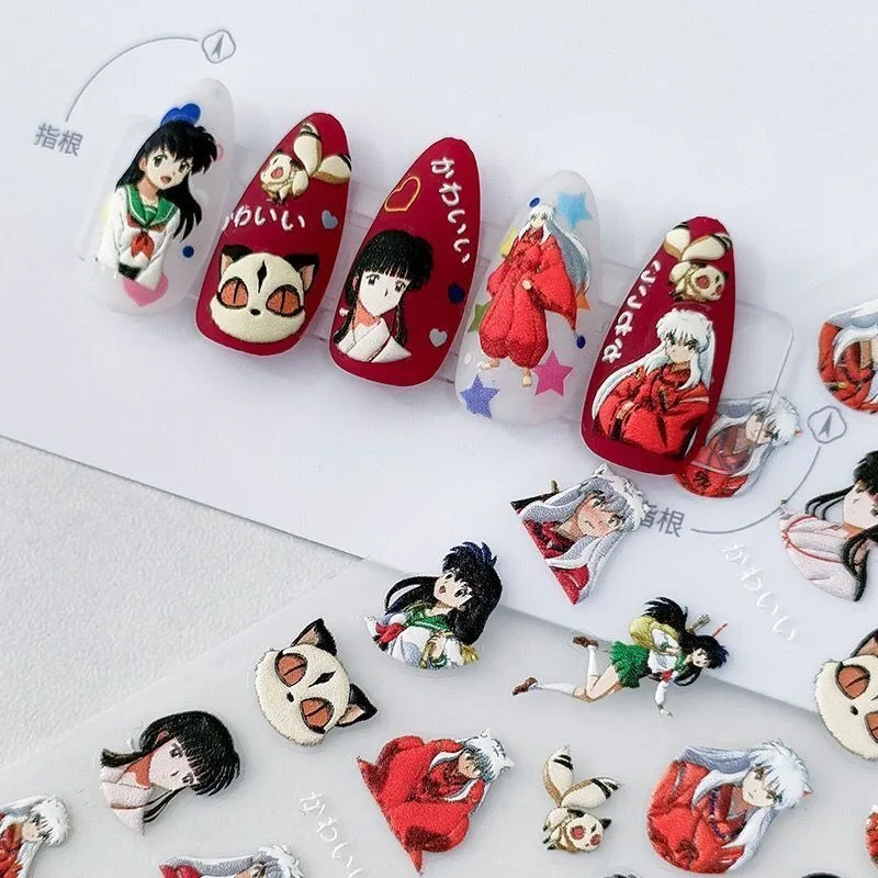 Фото Инуяша рельефные наклейки для ногтей Sesshoumaru Higurashi Kagome аниме периферийные 3d трехмерные милые мультяшные наклейки для ногтей новые №3