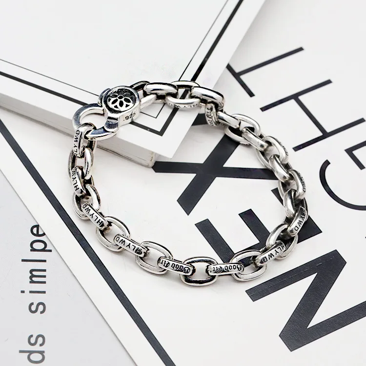 

celebrity of s925 pure silver jewelry fashion jewelry fashion male students Thai silver bracelet chain ring chain
