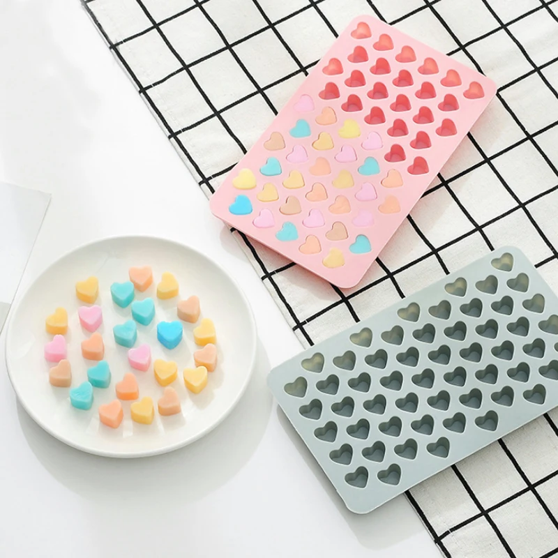 

55 grid heart shaped silicone cake mould QQ sugar chocolate ice grid fondant molds DIY cake decoration baking pudding gadgets