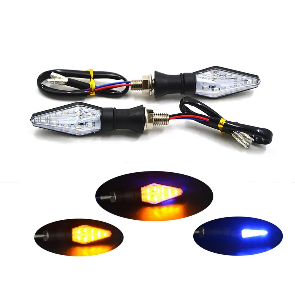 

2PC Universal 12LED Amber+Blue Double Color Motorcycle Turn Signal Indicator Light Blinker for Motorcycle Motorbike Off Road