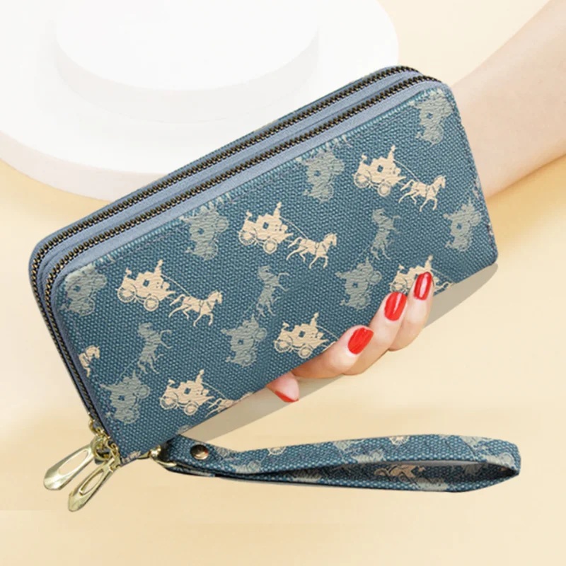 

Women Pu Leather Long Wallets High Quality Card Holder Fashion Girls Gifts Coin Purse Double Zipper Design Clutch