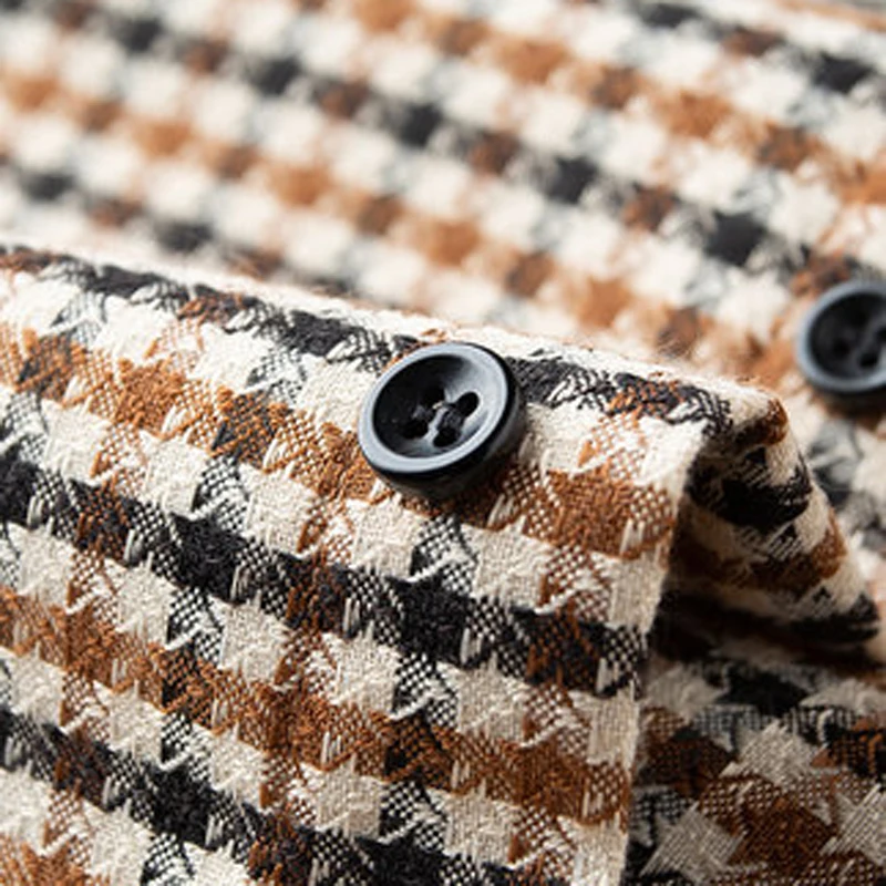 Light Luxury-grade Non-iron Anti-wrinkle Houndstooth Business Shirt Autumn Winter Men's Long-sleeve Korean Style Slim Shirts