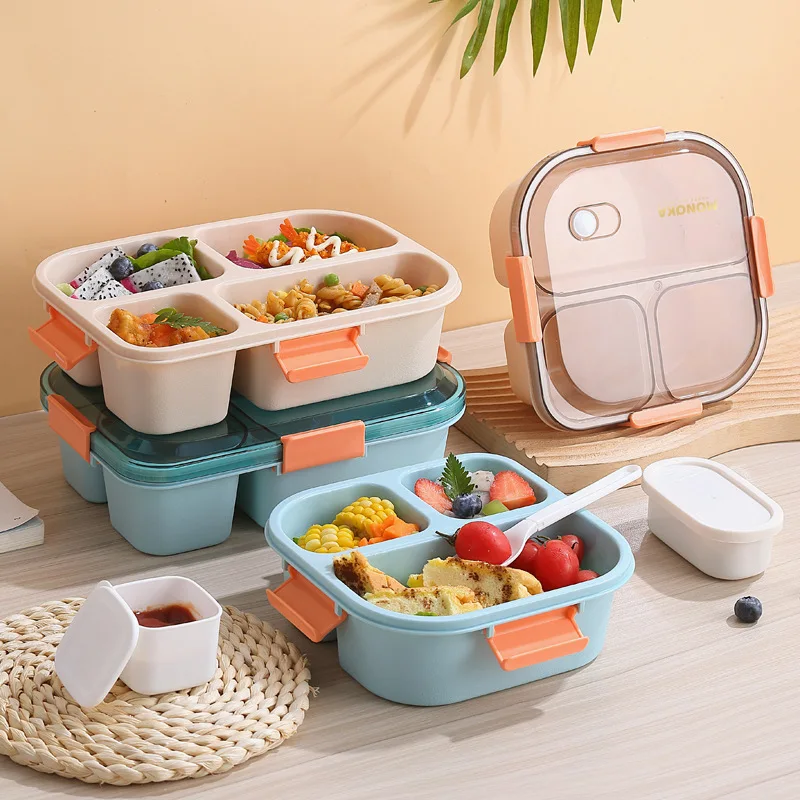 

Network celebrity card deduction grid lunch box student lunchbox salad box microwave office tape dipping box lunch box
