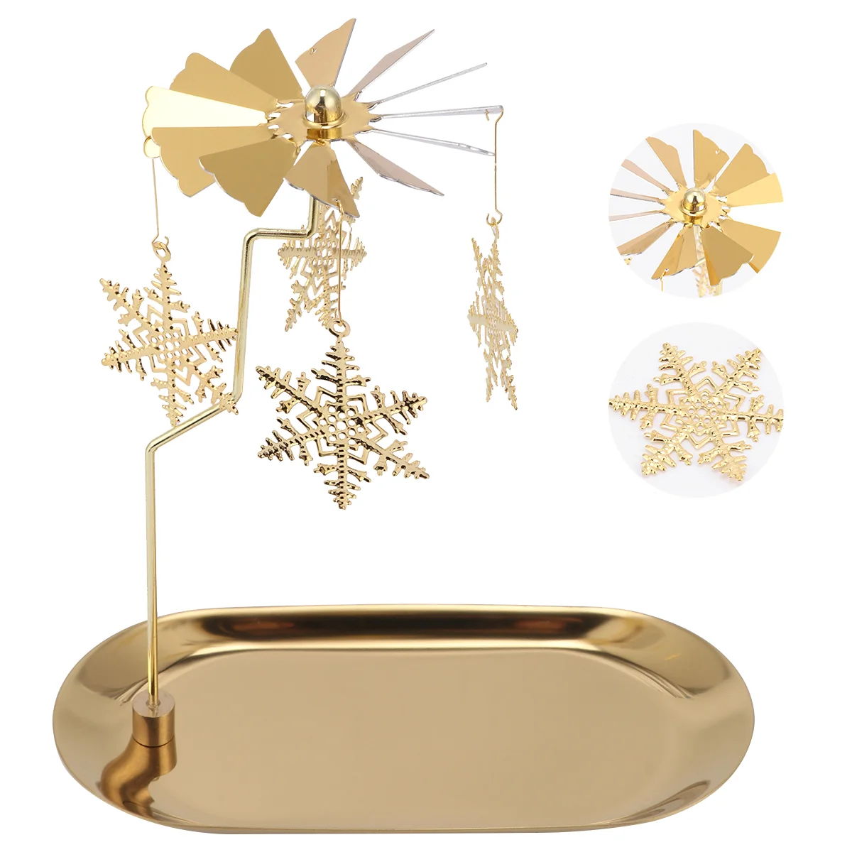 

Snowflake Flying Tray Rotating Candlestick Holder Windmill Candleholder Decorative Tealight Holders