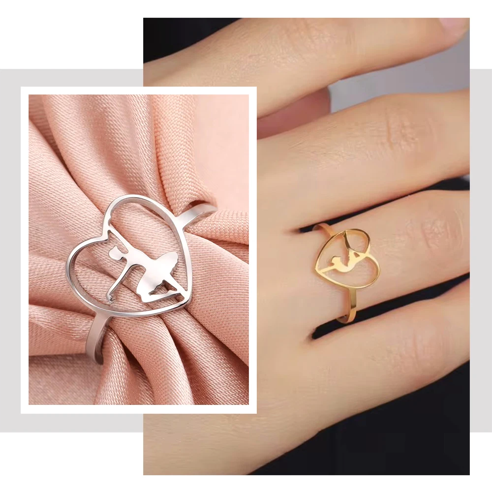 Unift Женское гимнастическое кольцо в форме сердца из нержавеющей стали Танцор