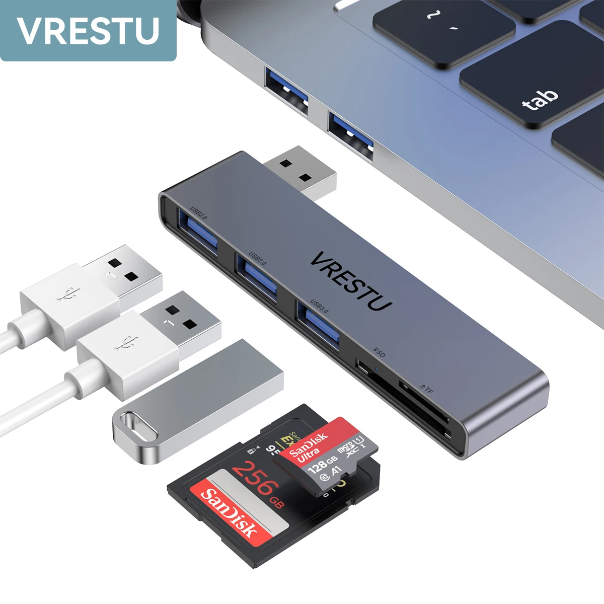 5-портовый концентратор USB 3 0 кардридер A дополнительный OTG разветвитель мульти