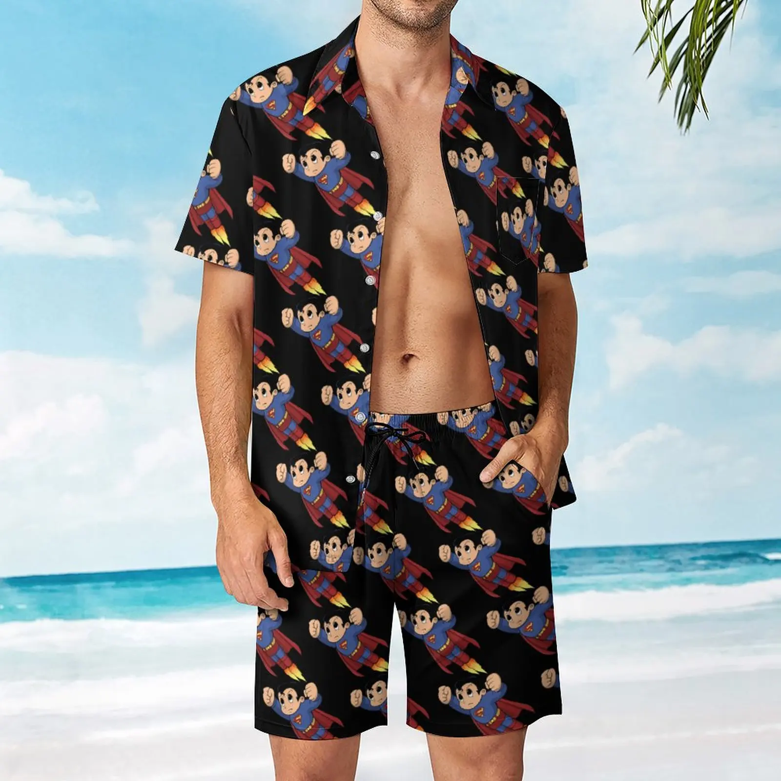

Suppaman Dr Slump Japanese Manga 7 Men's Beach Suit Funny 2 Pieces Pantdress High Grade Beach USA Size