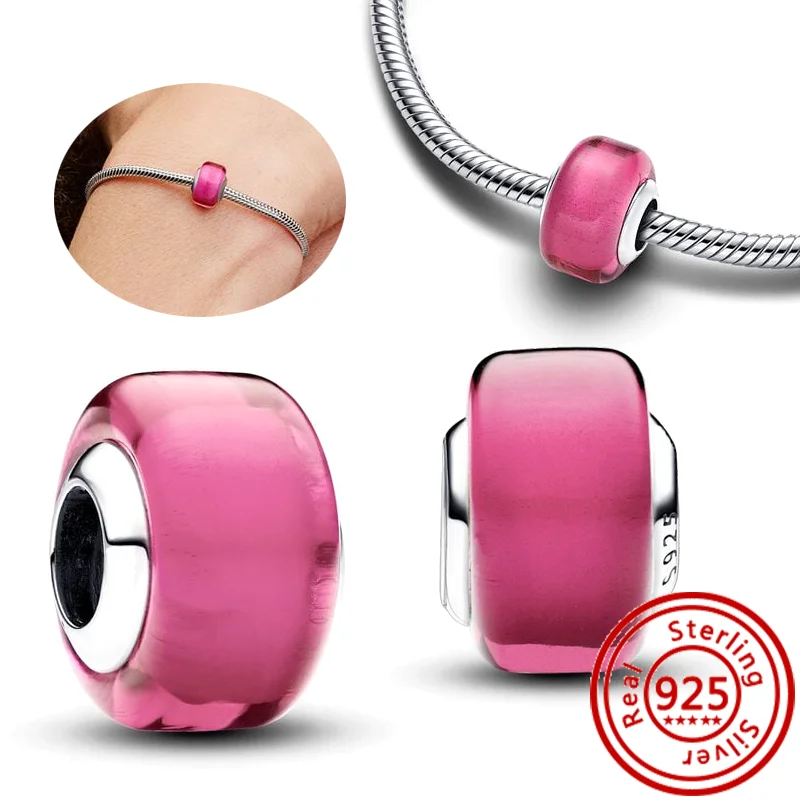 Бусины-шармы из серебра 925 пробы с муранским стеклом