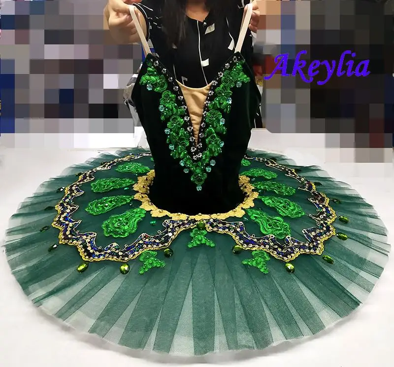 La Esmeralda Dark Green TUTU professional Nutcracker Women Tutu Pancake Classical Ballet Tutu Performance Competitons Costume