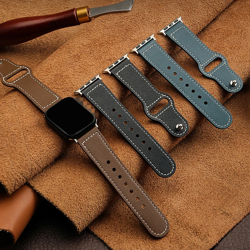 

Кожаный ремешок для Apple watch band 44 мм 40 мм 41 мм 45 мм 42 мм 38 мм, браслет для iWatch series ultra 49 мм 3 5 6 SE 7 8