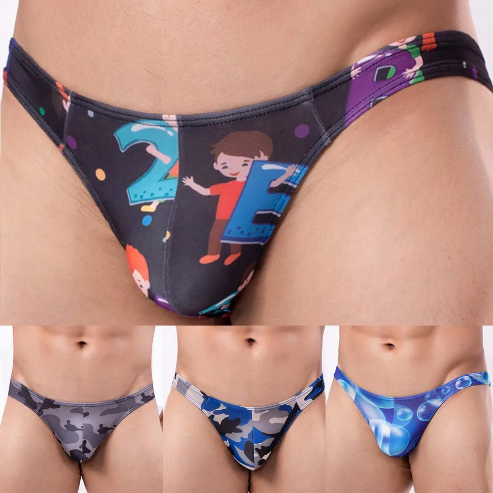 

Mens Sexy Lingerie Print Low Rise Underwear Briefs Boy Sissy G-string Panties Erotic Hombre Male Lingerie Tanga Nightwear