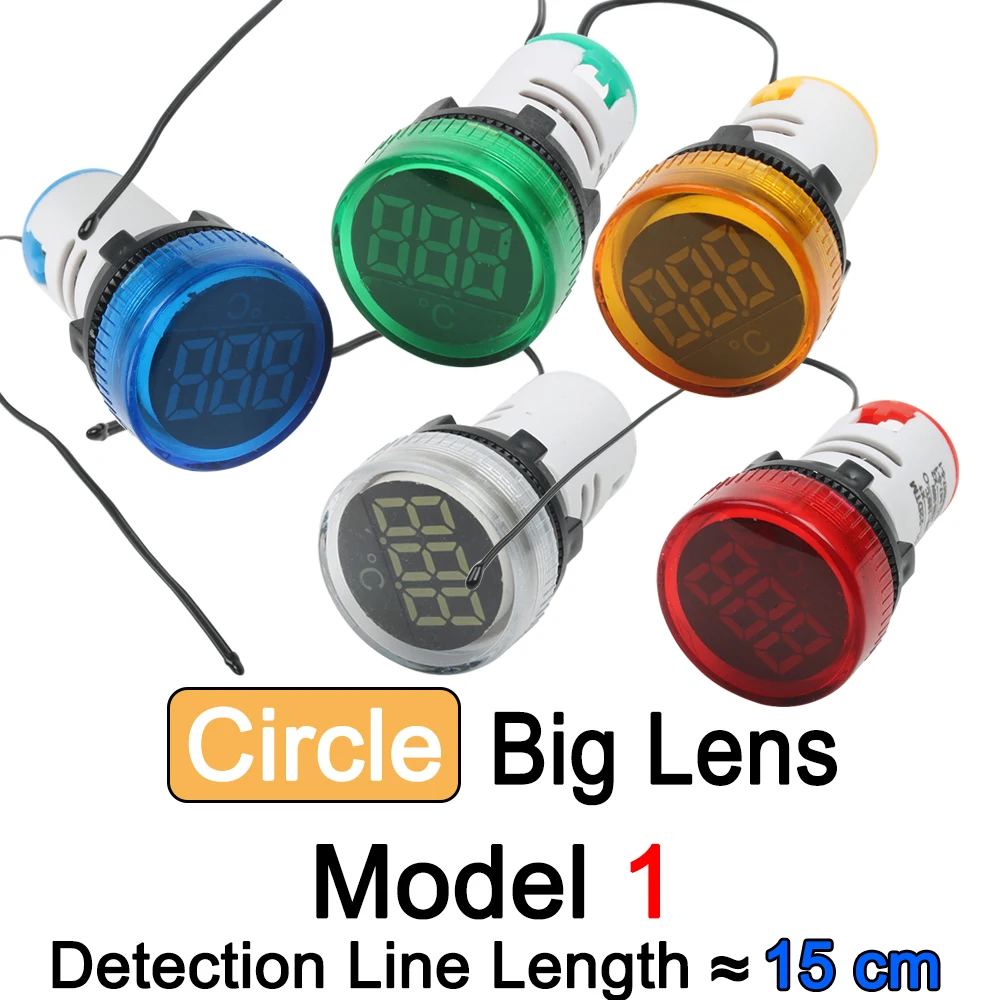 

Маленький мини-световой дисплей 22 мм, термометр, цифровой измеритель температуры, светодиодный индикатор AC50V-380V, 20 ~ + 119'C, с проводом датчика 1 м