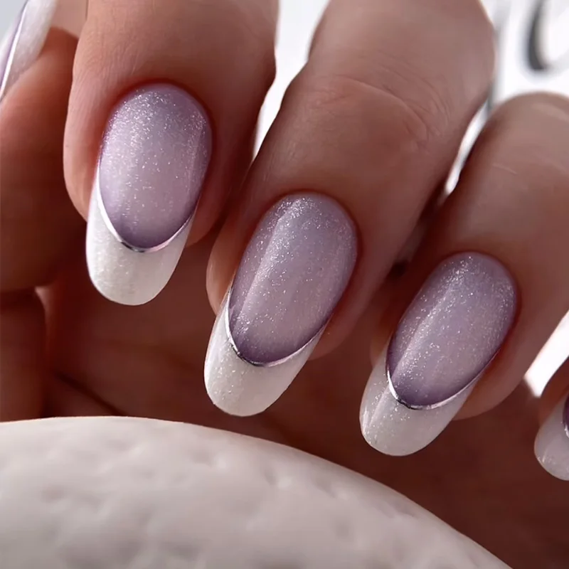 3D цветные наклейки для ногтей во французском стиле голубая роза градиентная