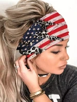 usa independence day flag print headband fashion stretch headpiece turban hair accessories headwear bands wide headwrap