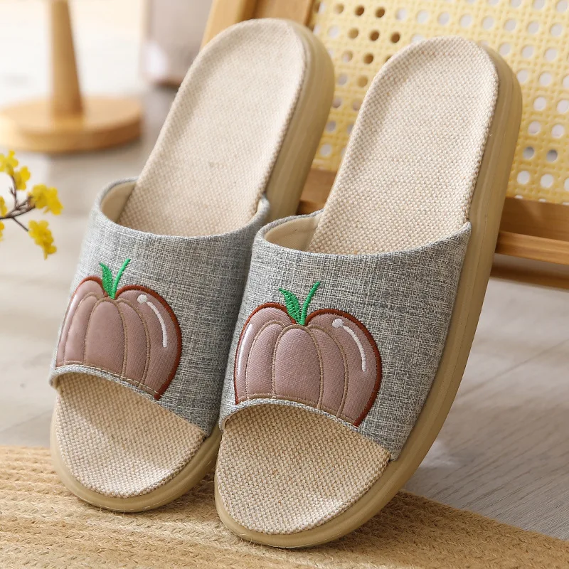 New Men's Ladies Summer Shoes Linen Mesh Breathable Non-Slip Sandals Beach Flip-Flops Couples Indoor Slippers