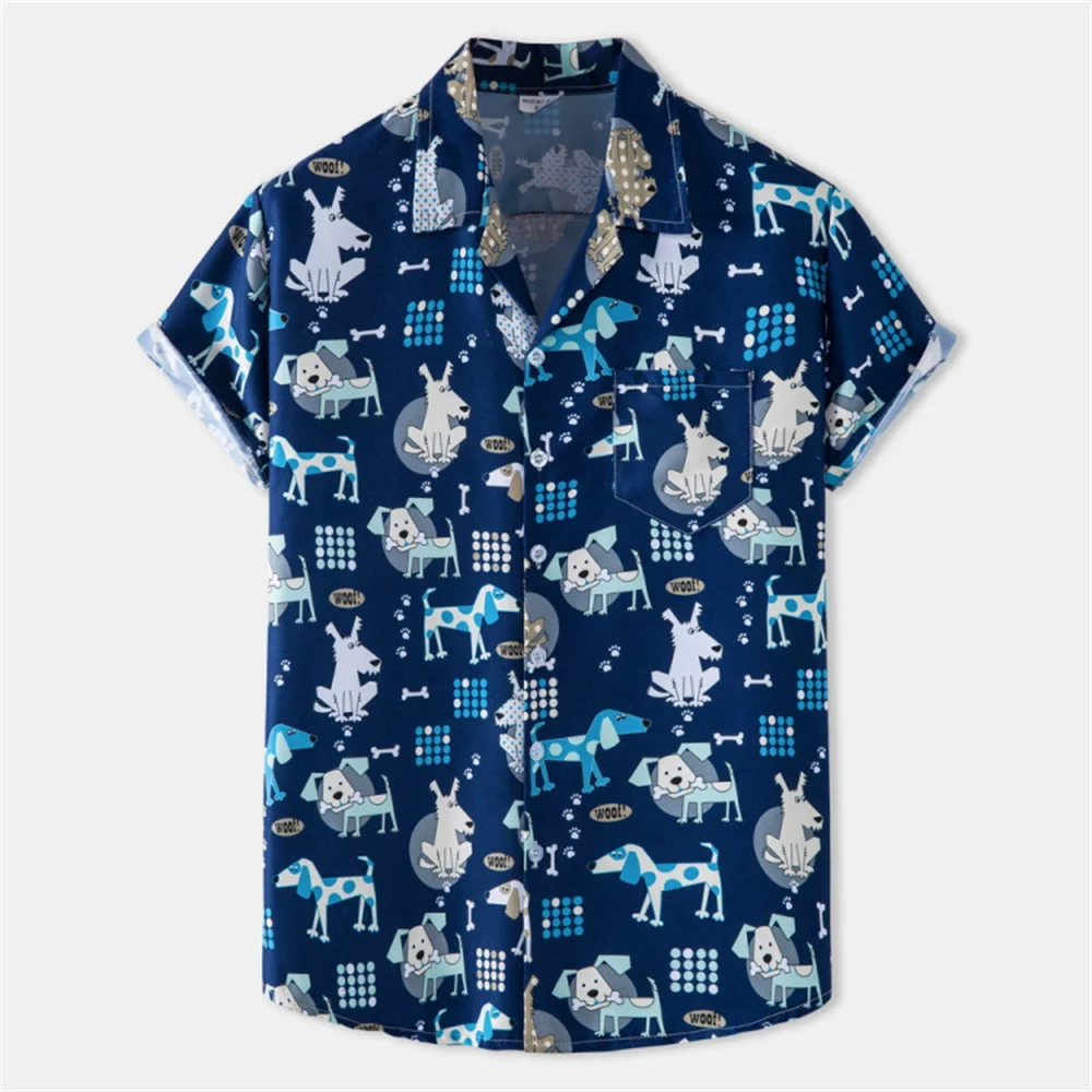 Fashion Men's Hawaiian Shirts Men Casual Colorful Printed Beach Blouse Short Sleeves Male Tops Plus Size M-3XL