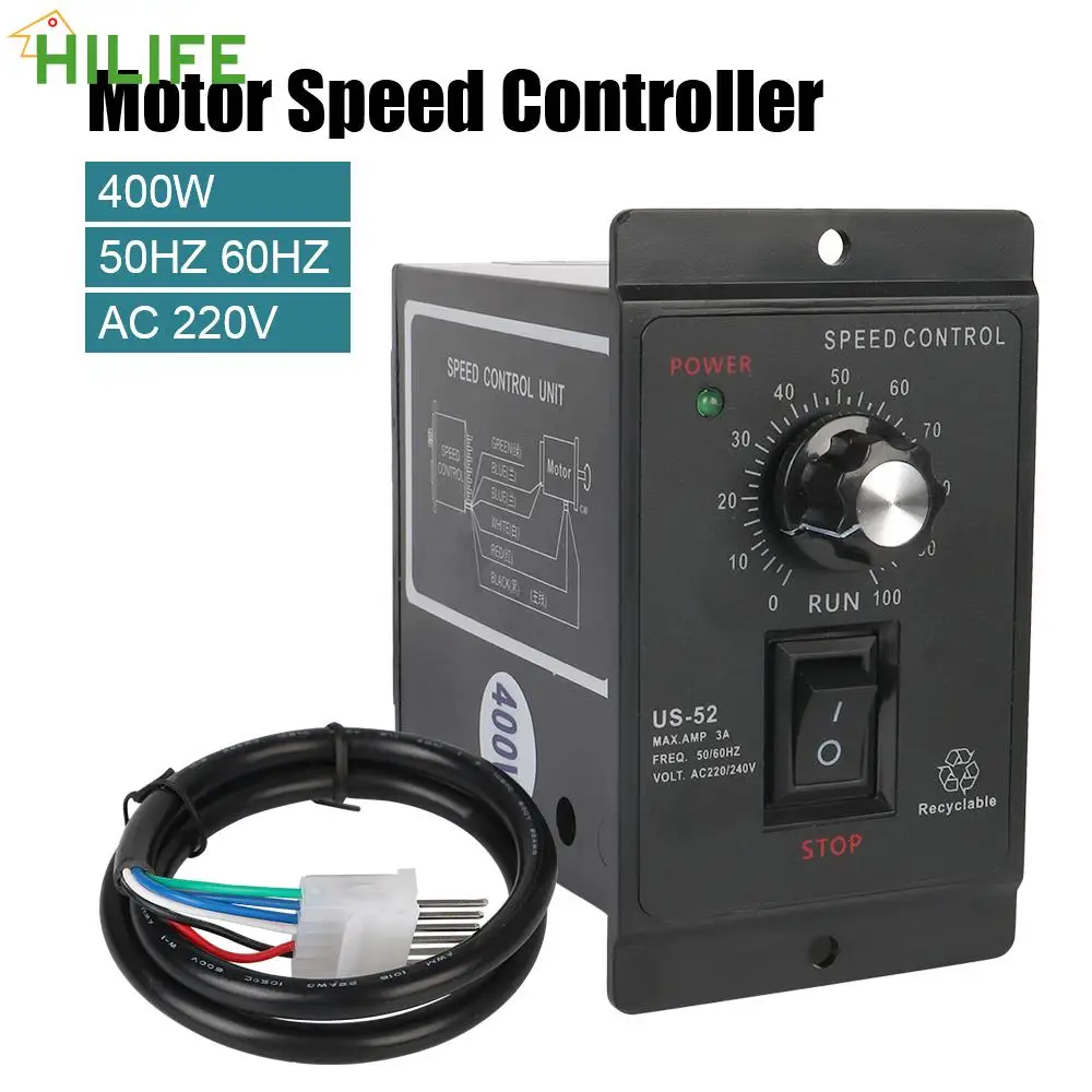 

400W AC 220V Mini Speed Pinpoint Regulator AC Motor Speed Controller 50/60Hz Forward Backward Motor Governor Control Unit