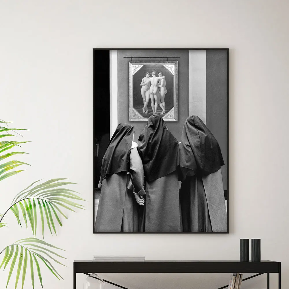 

Nuns Poster Rebellious Nuns Canvas Painting Black White Photo Prints The Three Graces Pictures for Living Room Home Decor