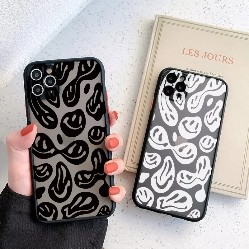 

Free Shipping Trippy Smiley Face Phone Cases for iphone 11 12 13 Pro Max 6s 7 8 Plus SE2020 X XS MAX XR Hard Matte Back Shockpro