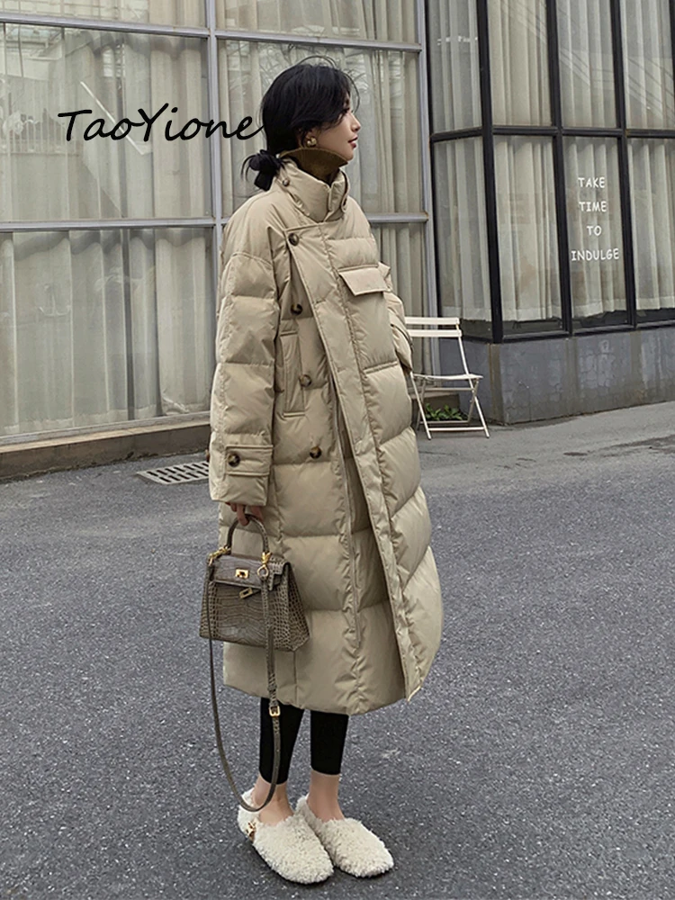 

Корейская Толстая длинная куртка-парка, женское однобортное пальто 2024, зимние женские высококачественные хлопковые Теплые повседневные пальто с воротником-стойкой