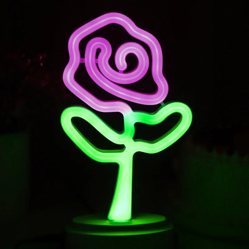 

LED Rose Neon Sign Light Holiday Xmas Party Romantic Wedding Decoration Kids Room Home Decor Flamingo Moon Unicorn Rainbow