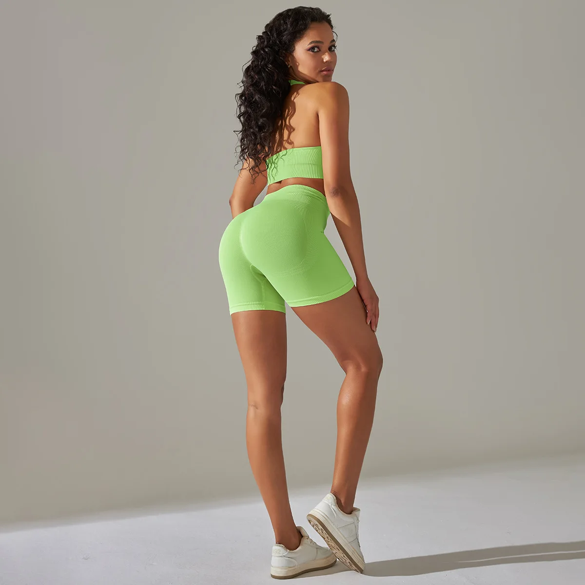 2023 New Gym Set Women Sport Top Leggings Two Piece Yoga Set Seamless Short Suit Sexy Backless Bra Workout Clothes Summer Outfit