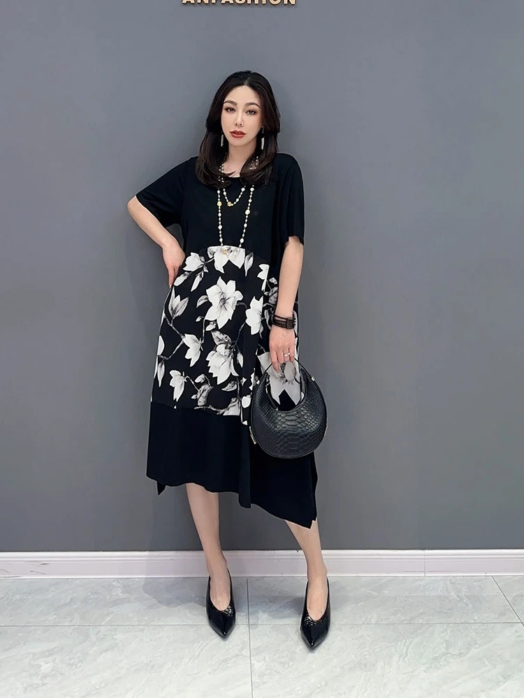 

SuperAen Лето 2023 Новое корейское свободное платье модное повседневное женское платье большого размера макси