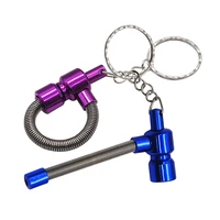 76mm mini portable creative metal spring pipe portable tobacco pipe with key chain cigarett accessories