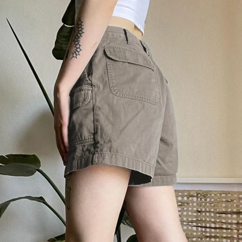 Fashion Street Workwear with Pocket Denim Shorts for Women Spring and Summer New Hot Girl High Waist Basic Casual Pants Fashion