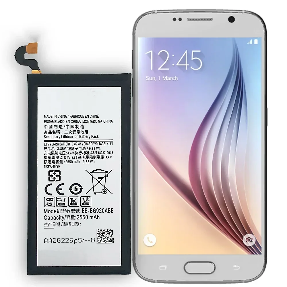 EB-BG920ABE EB-BG920ABA 2550 мАч аккумулятор для SAMSUNG Galaxy S6 G9200 G9208 G9209 G920F G920 G920V/T/F/A/I +