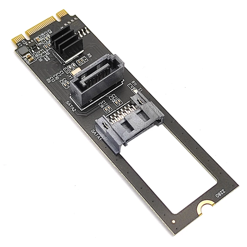 

Переходная карта NVME на двойную SATA, переходник M.2 NVME на SATA3.0 6G, контроллер M.2 Key-M PCIE NVME на жесткий диск SATA, конвертер с чипом JMB582