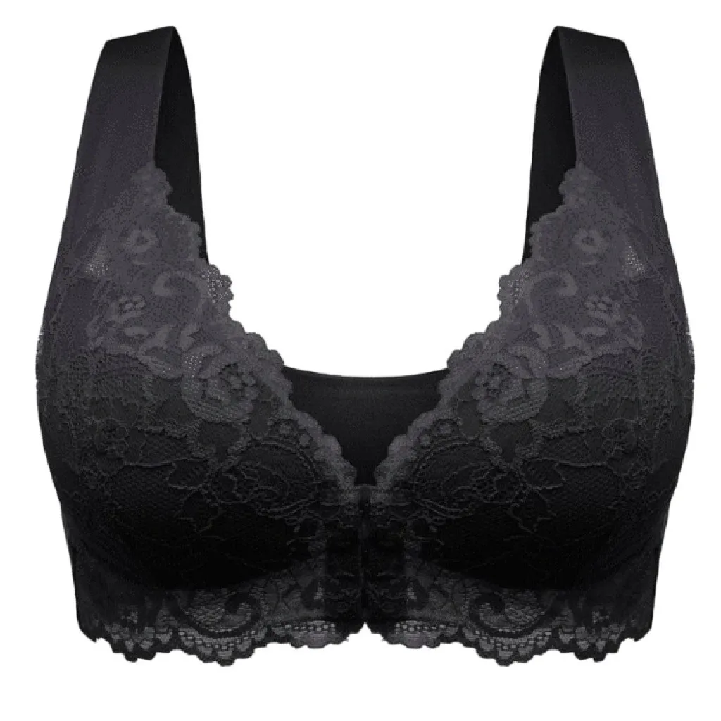 

No Rims Front Buckle Large Sexy Lace Lingeries Women Bras Vest Extra-Elastic Breathable Full Cup Bras Gather Brassiere Push Up