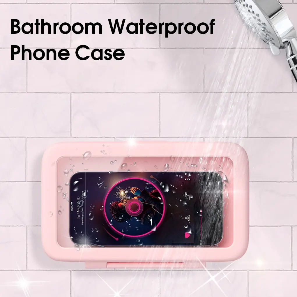 

360 Degree Rotatable Phone Holder Waterproof Case Box Wall Mounted All Covered Mobile Phone Shelves Punch-free Shower Accessorie