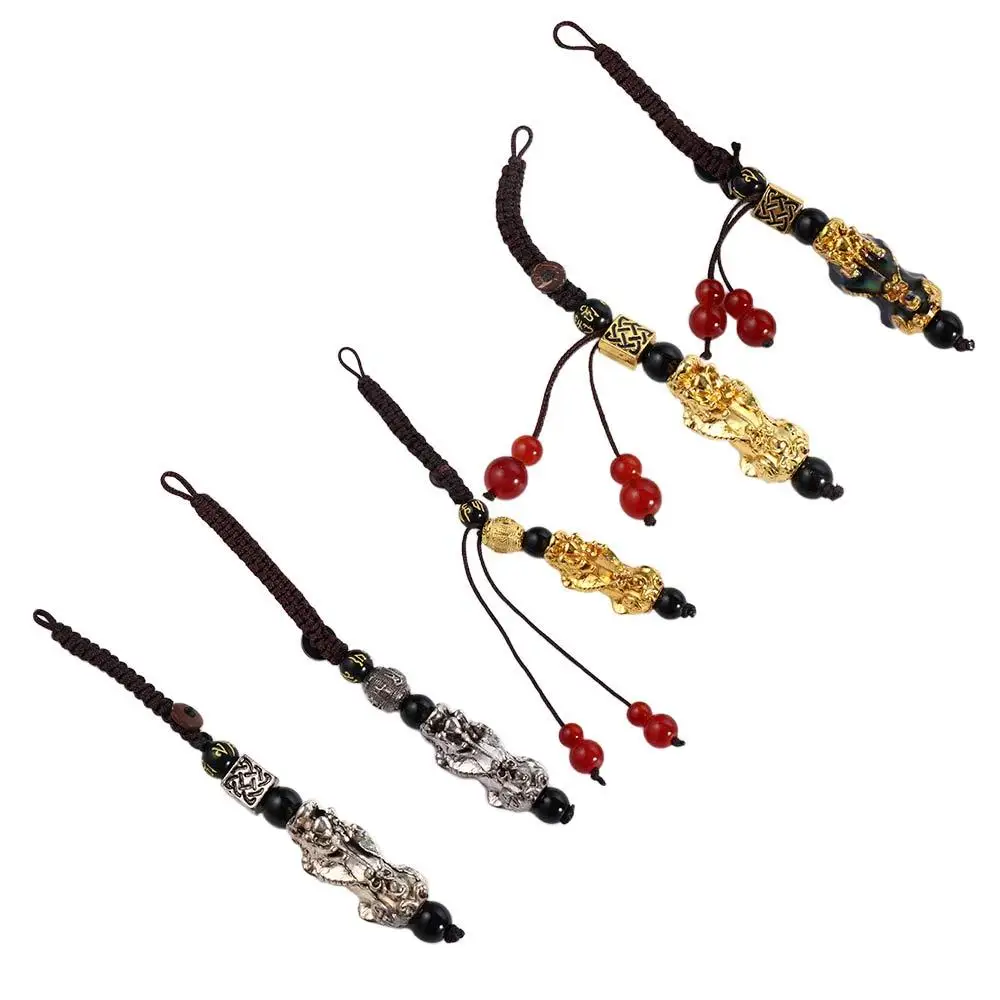 Удачи подвеска для телефона привлечение богатства обсидиан каменные бусины