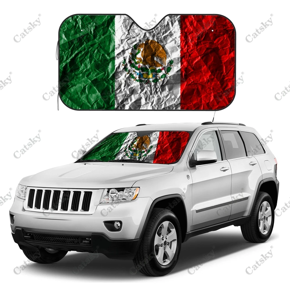 

mexican flag Car Sunshade Interior Accessories Folding Sunscreen Anti-UV Pattern Printing Gift Sunshade