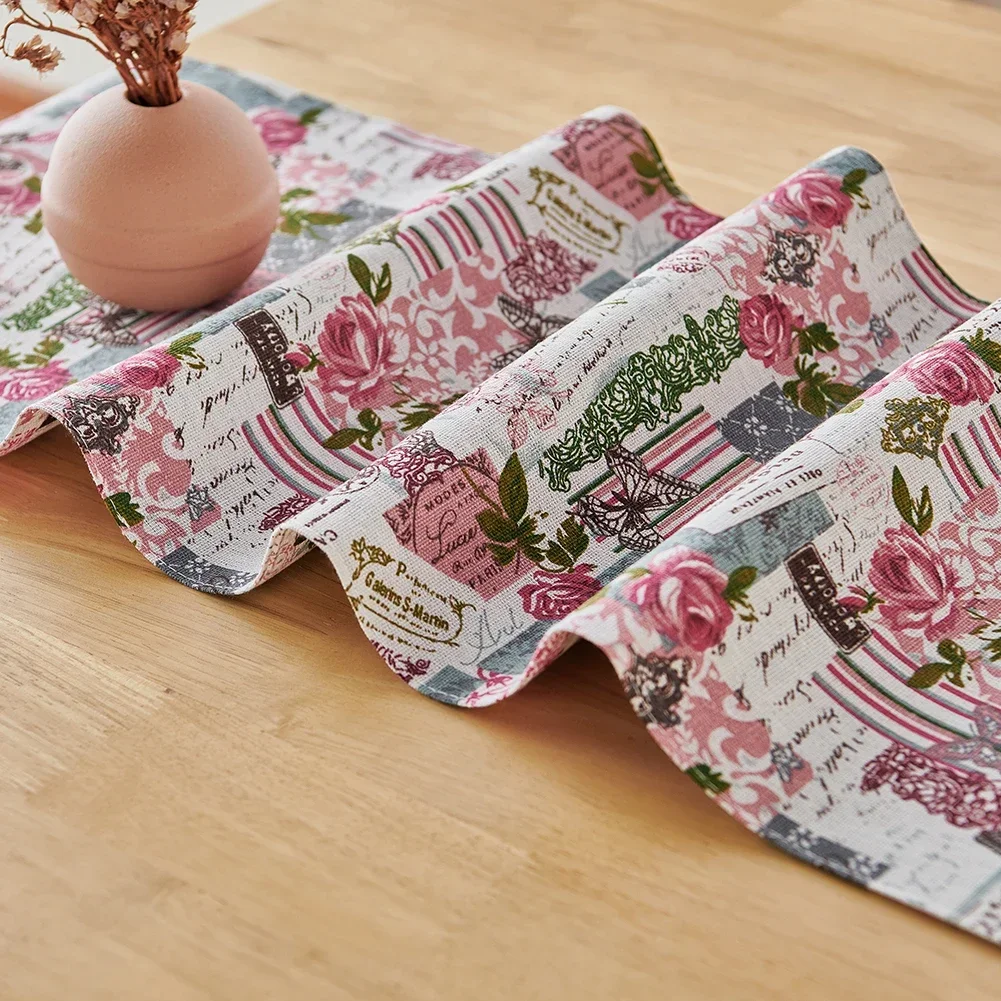 LEEJOOM Европейский стиль деревенский розовый цветочный принт скатерть полиэстер