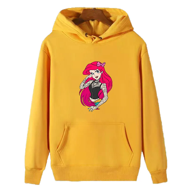 Gothic Pretty Punk Princess Ariel Swag fashion graphic Hooded sweatshirts winter fleece hoodie cotton thick sweater hoodie