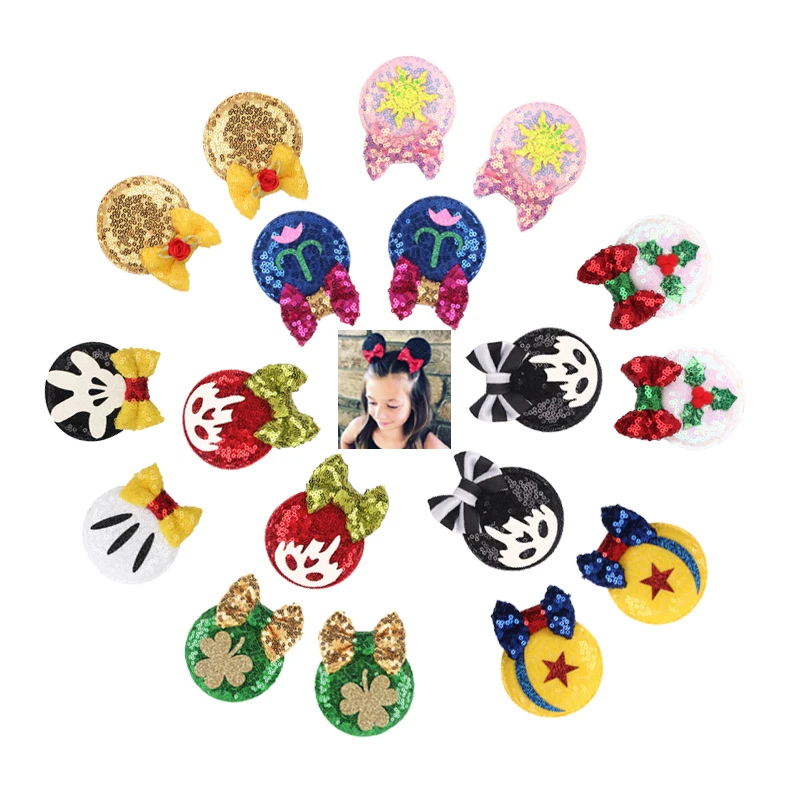 Minnie Bow Ears Clips Kids Bow Hair Clips Mouse Ear Hairpins Festival Mouse Headband Party Hairgrips Barrette Hair Accessories