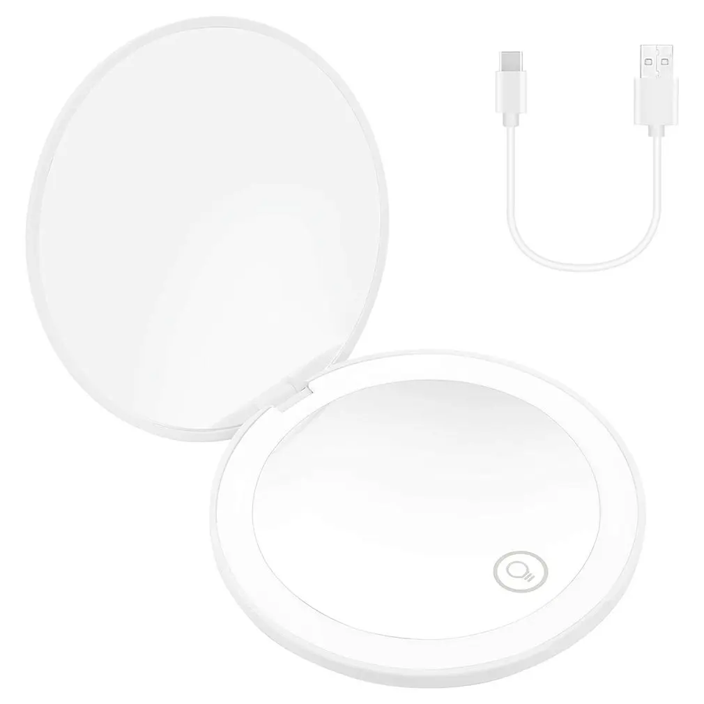 

LED Makeup Mirror With Light Double Click To Light Up Stepless Dimming Magnetic Switch Type-C Interface Makeup Mirror