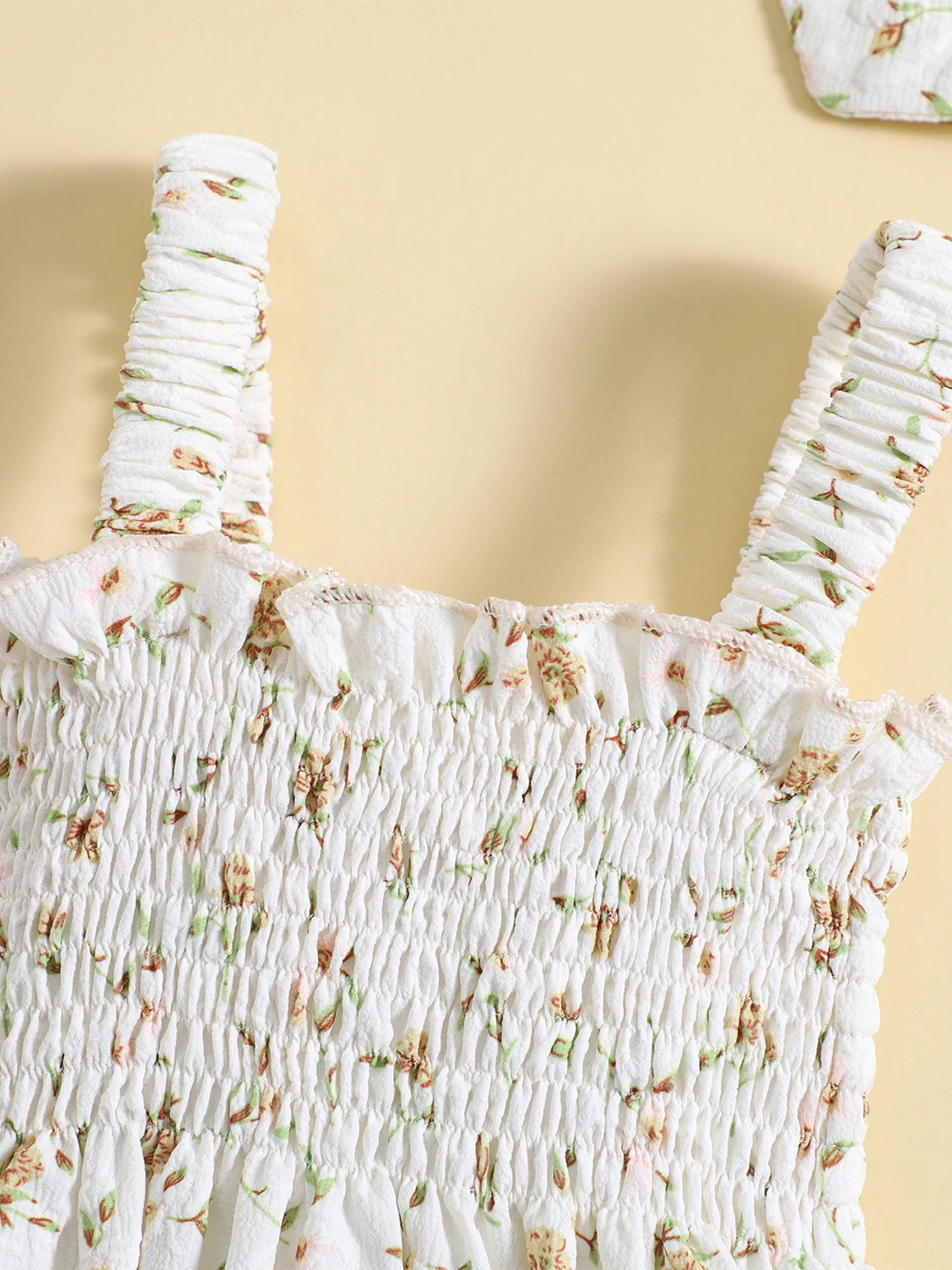 

Adorable Newborn Baby Girl Floral Romper with Ruffle Jumpsuit Overall Shorts and Sleeveless Halter Bodysuit Complete with